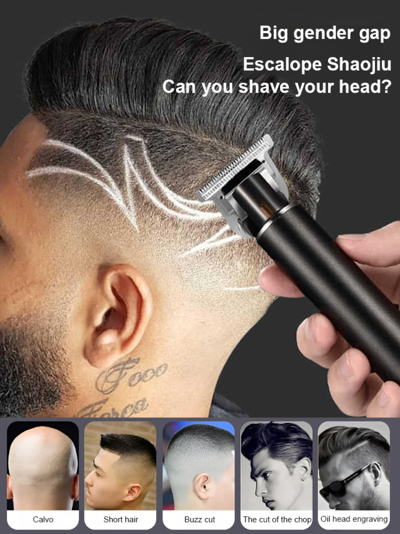 Men'S Grooming Barbershop - Vintage Haarkapper met Gravure, Elektrische Haarknipmachine,