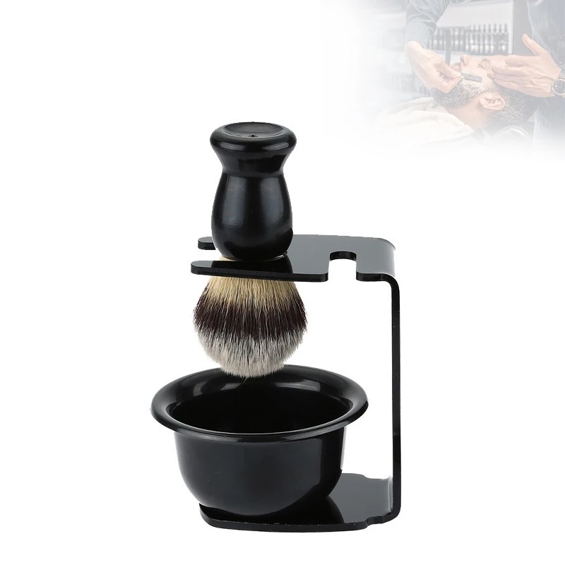 Mens Grooming Barber - Scheerkwast en -schaal met acryl standaardhouder