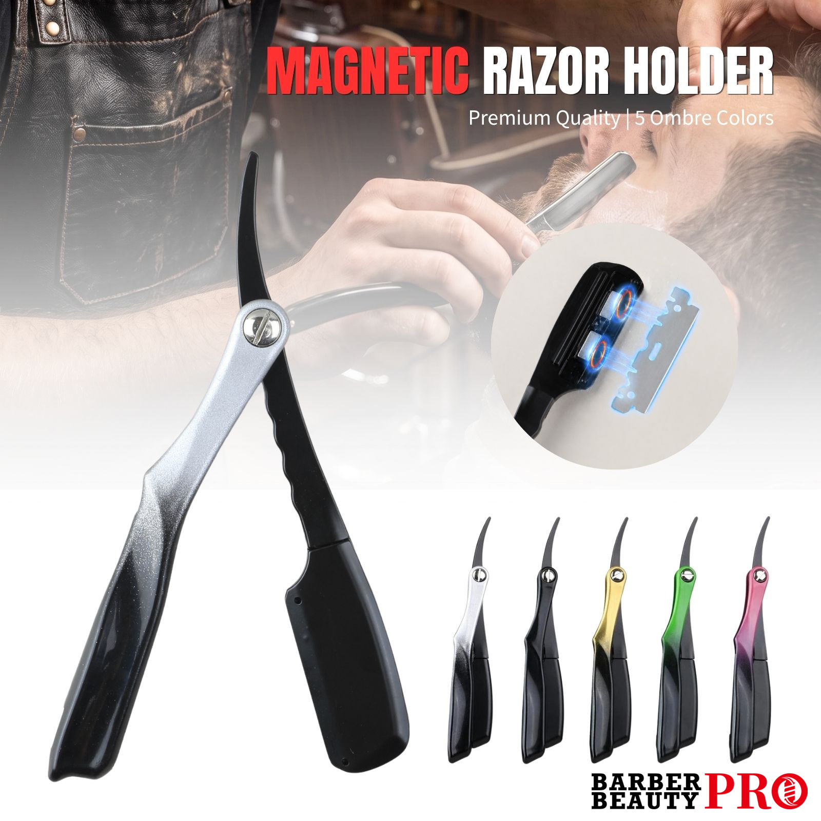 Men'S Grooming Barbershop - Magnetische opvouwbare scheermeshouder met antislip ABS-handvat,