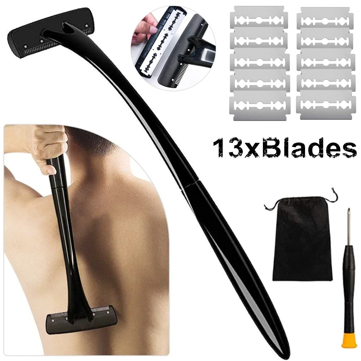 Men'S Grooming Hair Removal - Rugscheerapparaat met lange handgreep voor mannen,